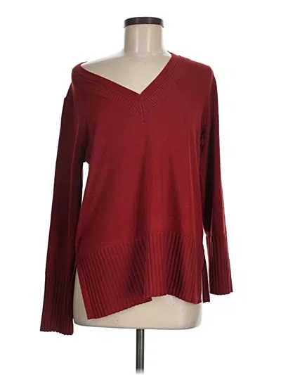 Pre-owned Cable & Gauge Pullover Sweater In Burgundy