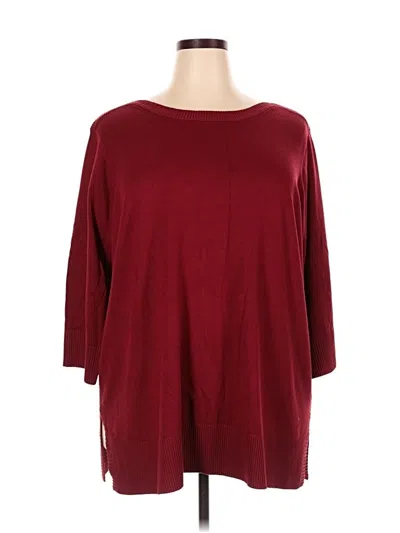 Pre-owned Cable & Gauge Pullover Sweater In Burgundy