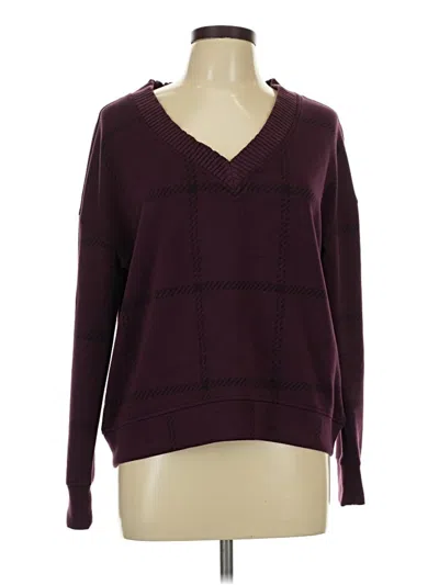 Pre-owned Cable & Gauge Pullover Sweater In Burgundy