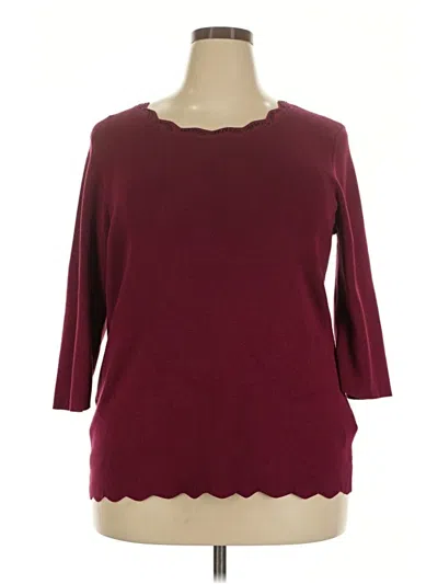Pre-owned Cable & Gauge Pullover Sweater In Burgundy