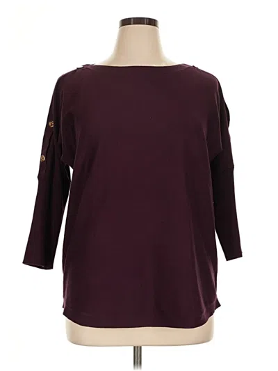 Pre-owned Cable & Gauge Pullover Sweater In Burgundy