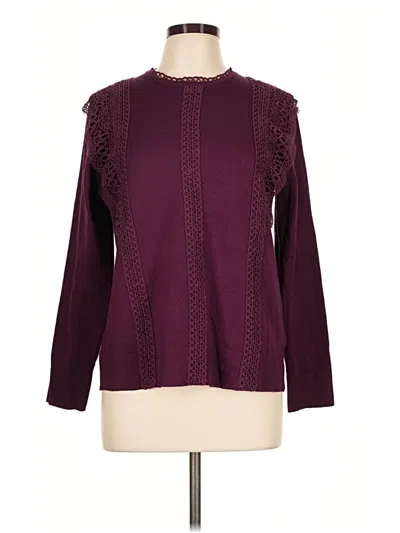 Pre-owned Cable & Gauge Pullover Sweater In Burgundy