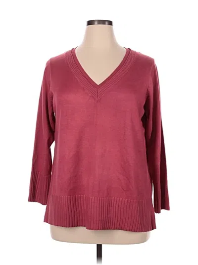 Pre-owned Cable & Gauge Pullover Sweater In Burgundy