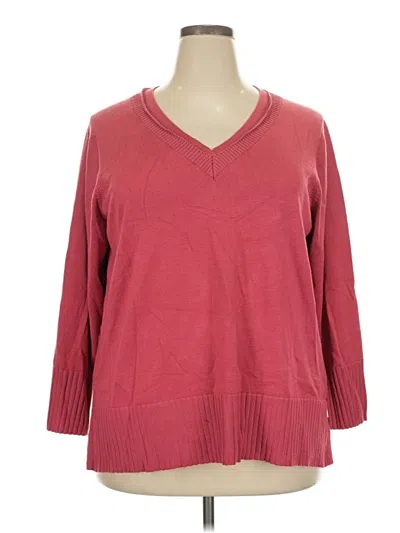 Pre-owned Cable & Gauge Pullover Sweater In Burgundy