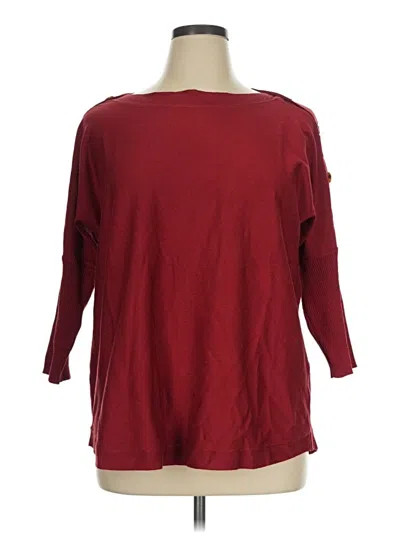 Pre-owned Cable & Gauge Pullover Sweater In Burgundy