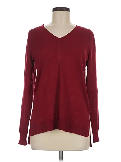 Pre-owned Cable & Gauge Pullover Sweater In Burgundy