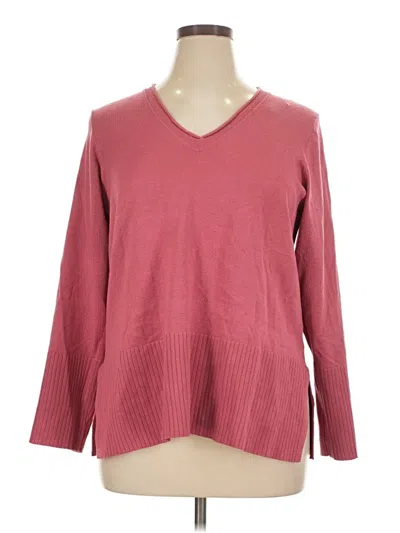 Pre-owned Cable & Gauge Pullover Sweater In Burgundy