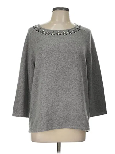 Pre-owned Cable & Gauge Pullover Sweater In Gray