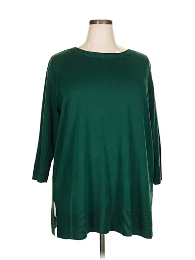 Pre-owned Cable & Gauge Pullover Sweater In Green