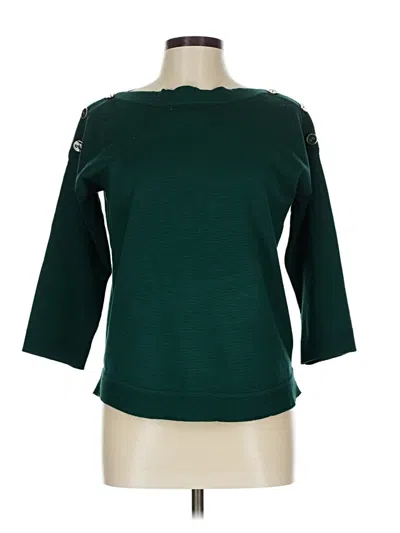 Pre-owned Cable & Gauge Pullover Sweater In Green