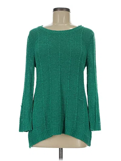 Pre-owned Cable & Gauge Pullover Sweater In Green