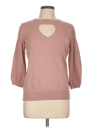 Pre-owned Cable & Gauge Pullover Sweater In Pink