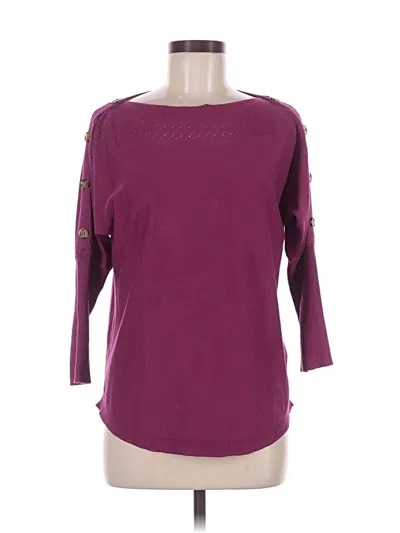 Pre-owned Cable & Gauge Pullover Sweater In Purple