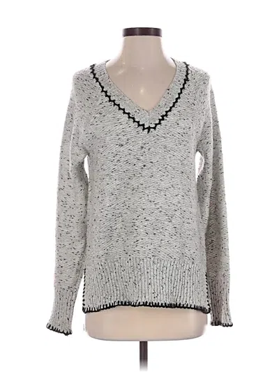 Pre-owned Cable & Gauge Pullover Sweater In Silver