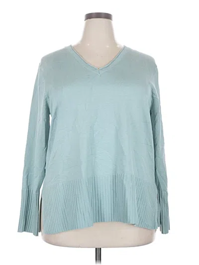Pre-owned Cable & Gauge Pullover Sweater In Teal
