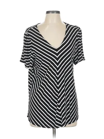 Pre-owned Cable & Gauge Short Sleeve Blouse In Black