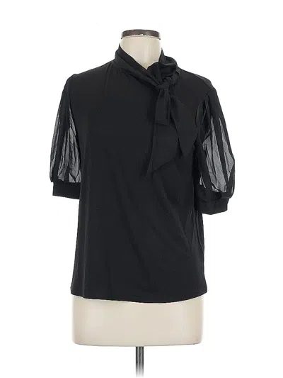 Pre-owned Cable & Gauge Short Sleeve Blouse In Black