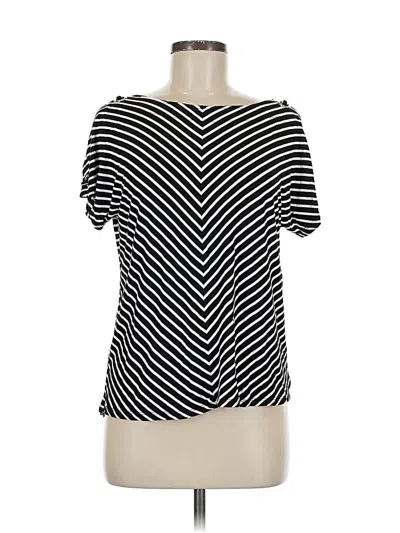 Pre-owned Cable & Gauge Short Sleeve Blouse In Black