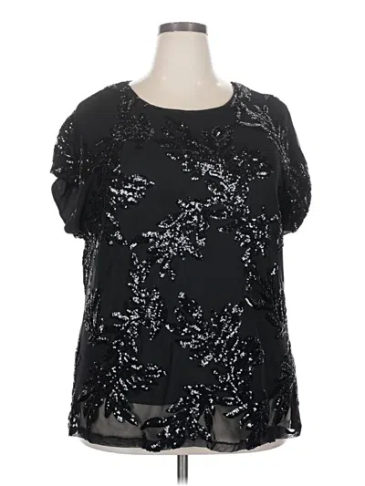 Pre-owned Cable & Gauge Short Sleeve Blouse In Black