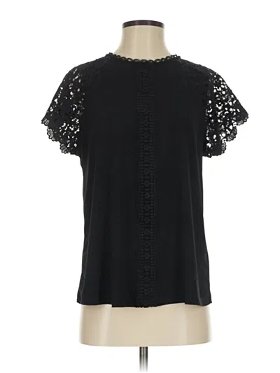 Pre-owned Cable & Gauge Short Sleeve Blouse In Black