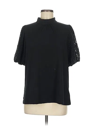 Pre-owned Cable & Gauge Short Sleeve Blouse In Black