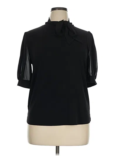 Pre-owned Cable & Gauge Short Sleeve Blouse In Black