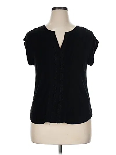 Pre-owned Cable & Gauge Short Sleeve Blouse In Black