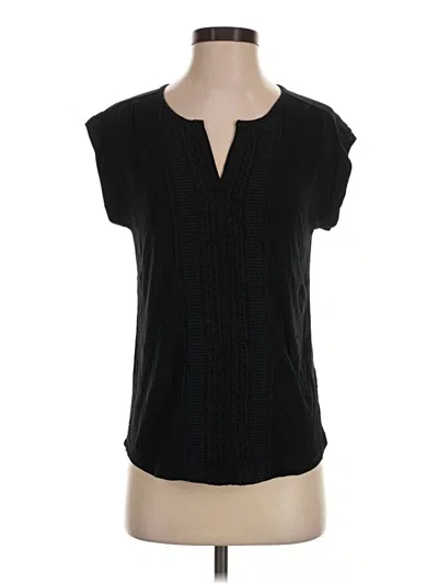 Pre-owned Cable & Gauge Short Sleeve Blouse In Black