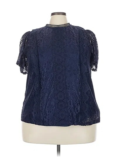 Pre-owned Cable & Gauge Short Sleeve Blouse In Blue