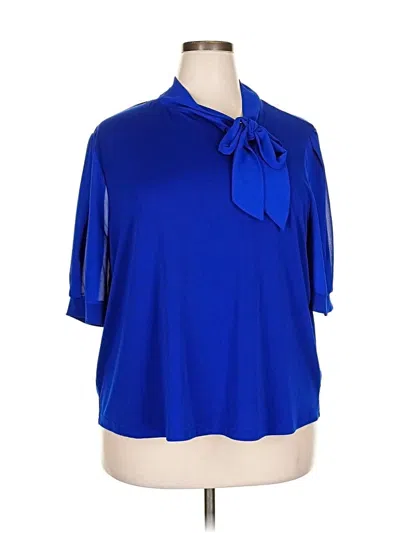 Pre-owned Cable & Gauge Short Sleeve Blouse In Blue