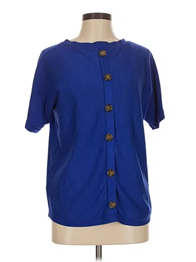 Pre-owned Cable & Gauge Short Sleeve Blouse In Blue