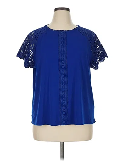 Pre-owned Cable & Gauge Short Sleeve Blouse In Blue