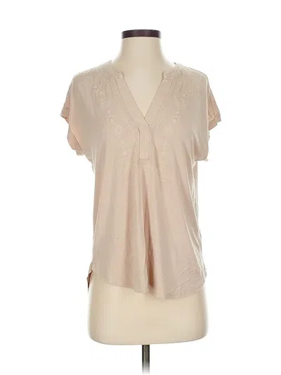 Pre-owned Cable & Gauge Short Sleeve Blouse In Brown