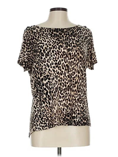 Pre-owned Cable & Gauge Short Sleeve Blouse In Brown