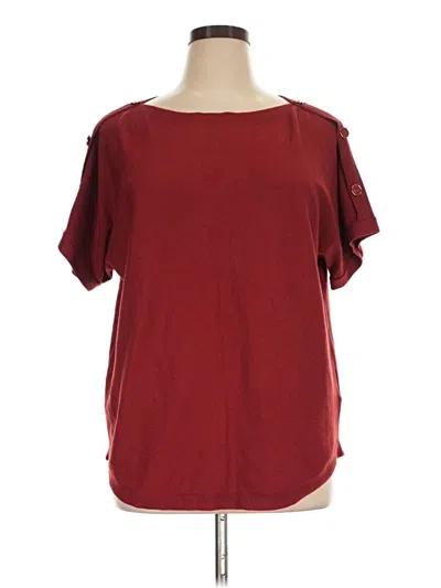 Pre-owned Cable & Gauge Short Sleeve Blouse In Burgundy