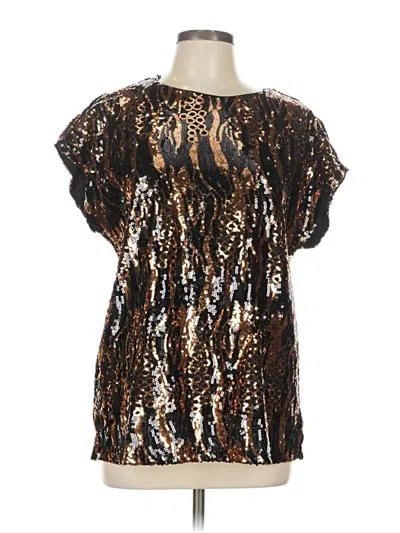Pre-owned Cable & Gauge Short Sleeve Blouse In Gold