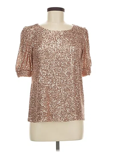 Pre-owned Cable & Gauge Short Sleeve Blouse In Gold
