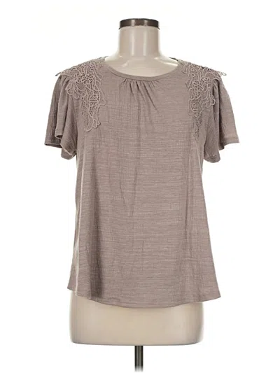 Pre-owned Cable & Gauge Short Sleeve Blouse In Gray