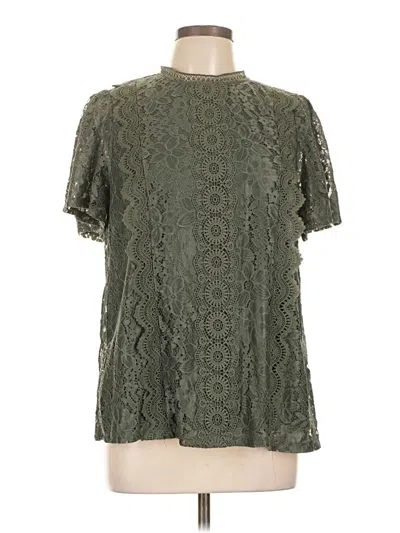 Pre-owned Cable & Gauge Short Sleeve Blouse In Green