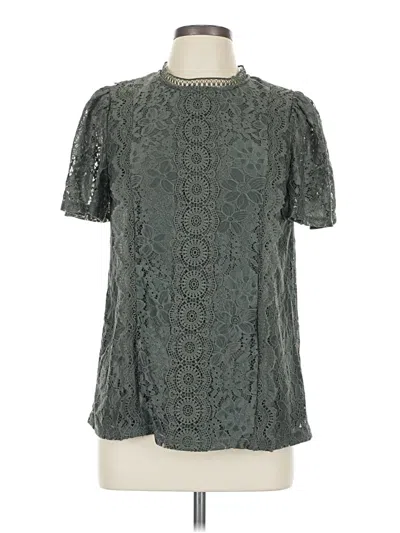 Pre-owned Cable & Gauge Short Sleeve Blouse In Green
