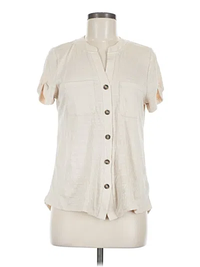 Pre-owned Cable & Gauge Short Sleeve Blouse In Ivory