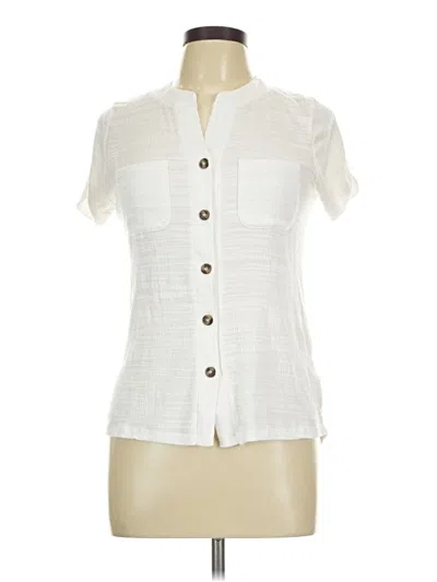 Pre-owned Cable & Gauge Short Sleeve Blouse In Ivory