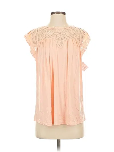 Pre-owned Cable & Gauge Short Sleeve Blouse In Orange