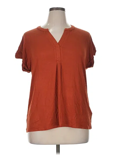 Pre-owned Cable & Gauge Short Sleeve Blouse In Orange