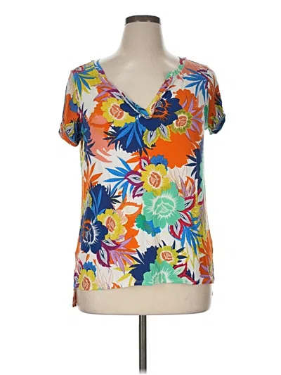 Pre-owned Cable & Gauge Short Sleeve Blouse In Orange