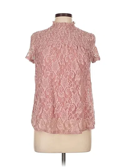 Pre-owned Cable & Gauge Short Sleeve Blouse In Pink