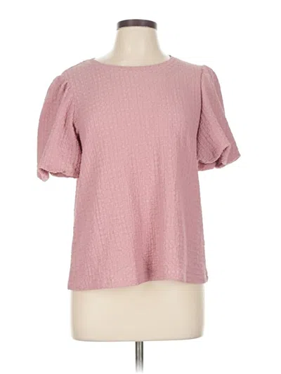 Pre-owned Cable & Gauge Short Sleeve Blouse In Pink