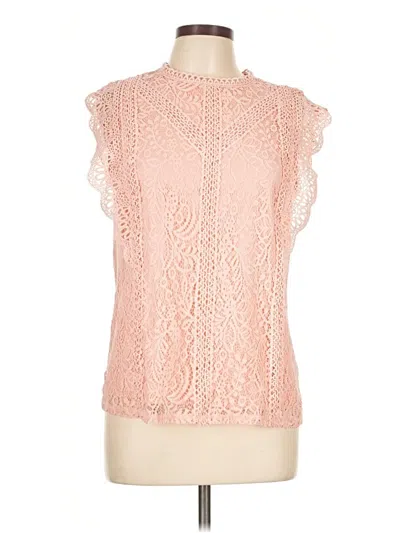 Pre-owned Cable & Gauge Short Sleeve Blouse In Pink
