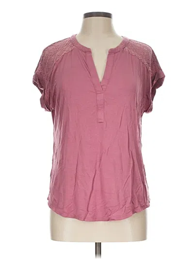 Pre-owned Cable & Gauge Short Sleeve Blouse In Pink