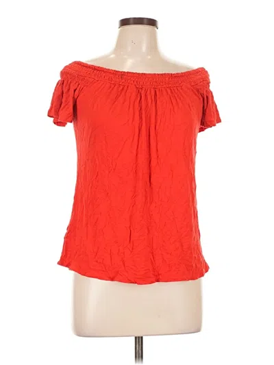 Pre-owned Cable & Gauge Short Sleeve Blouse In Red